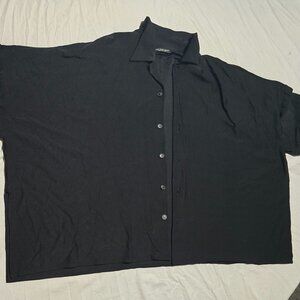 Joan Vass Short Sleeve Button Down Shirt